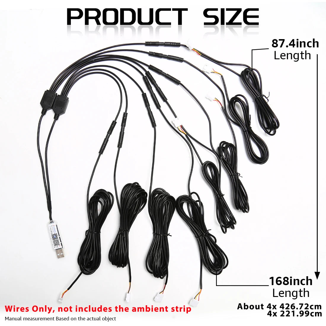 Vgetting 2 4 Meters 8-in-1 4in1 5in1 Car Ambient Lights Extension Wires Cables LED 140cm 120 110 90 75cm Acrylic Symphony Strips