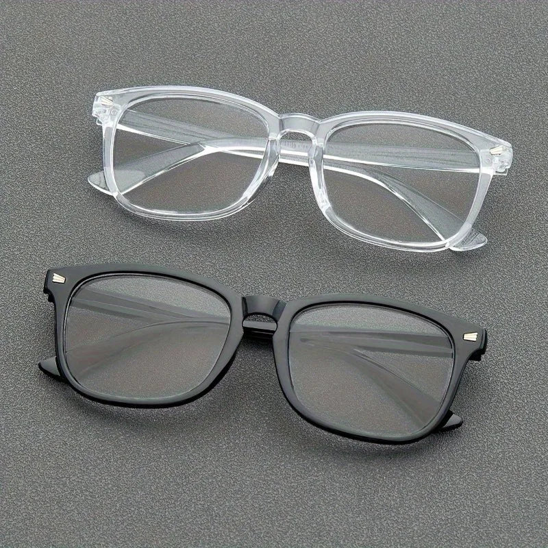 1pc Square Rivet Fashion Anti Blue Light Glasses for Daily Commute, Fashion Glasses|Riveted Frame Design|Lightweight Eyewear