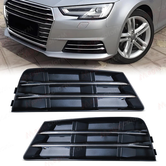 Car Front Bumper Grill Grille For Audi A4 B9 2016 2017 2018 Front Bumper Fog Lamps Covers 8WD807681B 8WD807681RN4 8WD807682B