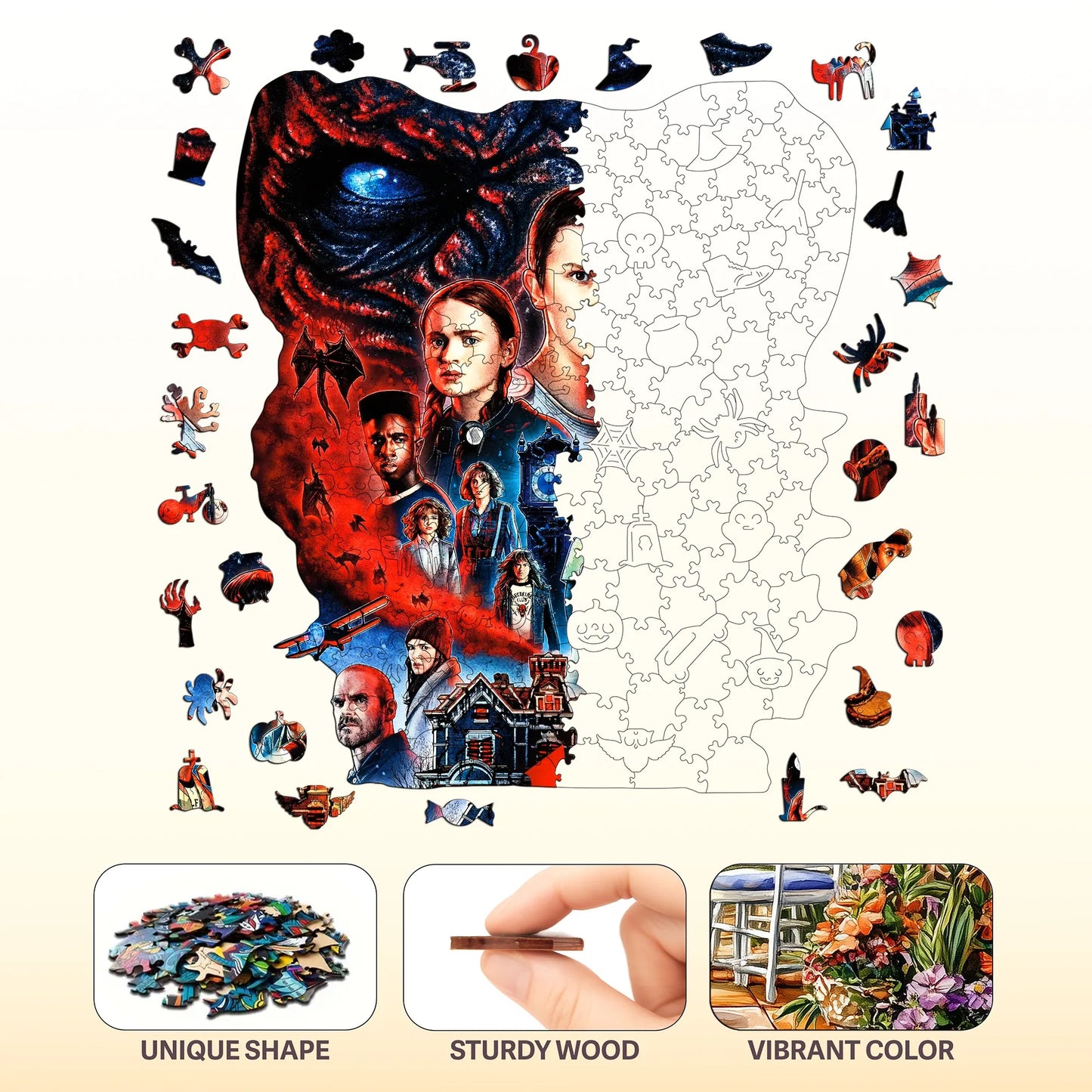 Fancy World Wooden Jigsaw Puzzle Wood Home Decor Painting Christmas and Halloween Gift Toy for Teen and Kid