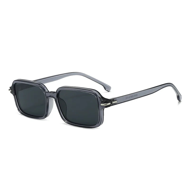 JNPCXI New Fashion Rectangle Women Square Sunglasses Retro Rivets Men Trending Green Shades UV400 Sun Glasses