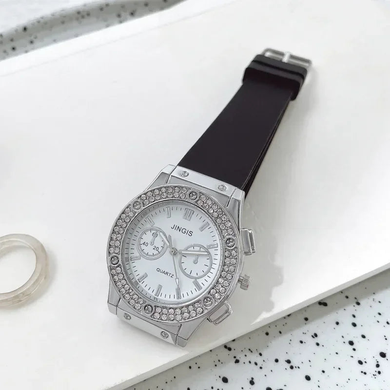 Fashion Women Watches Luxurious Brand Casual Diamond Female Rubber Quartz Wristwatches Simple Sport Clock Relogio Feminino