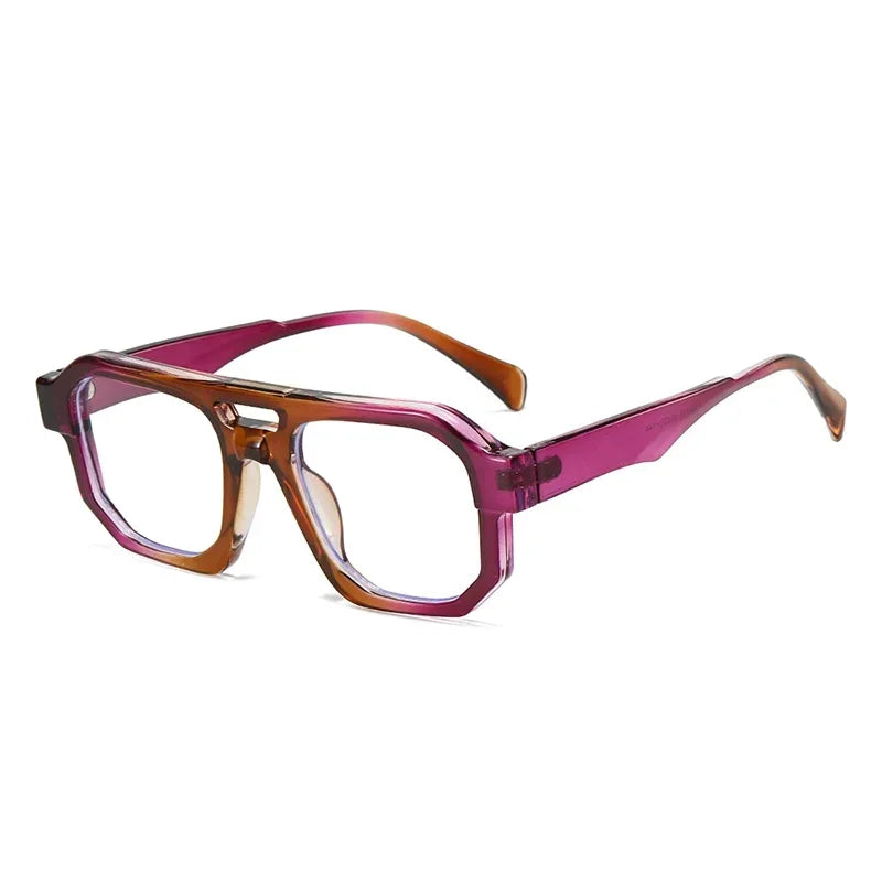 JNPCXI Double Bridges Square Women Gradient Purple Multicolor Sunglasses Fashion Frame Men Retro Punk Sun Glasses Shades UV400