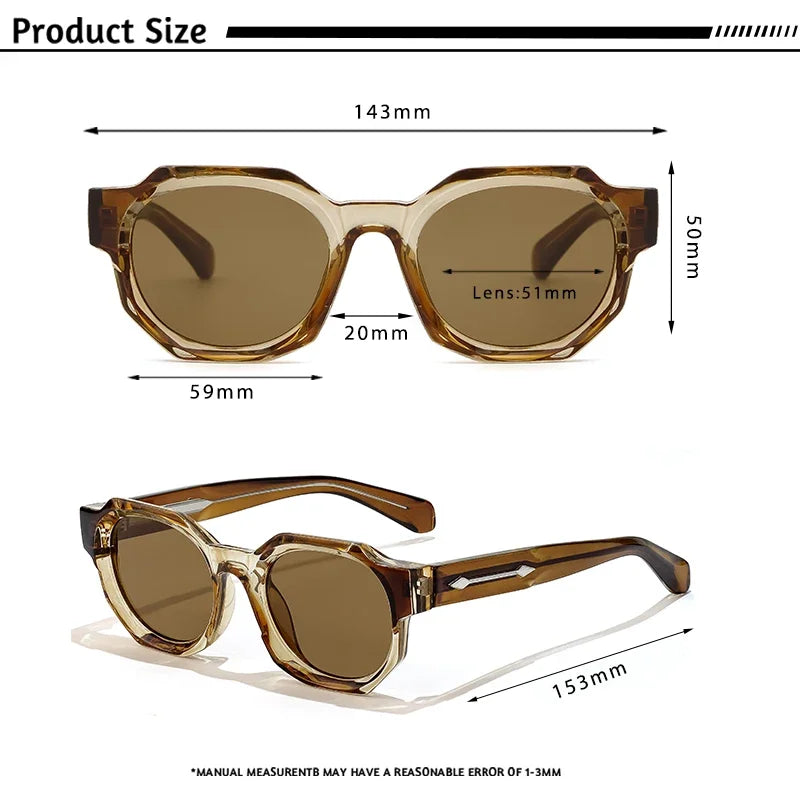 CATERSIDE Retro Punk Square Sunglasses Men Vintage Thick Frame High-Quality Women's Sun Glasses Party and Holiday Travel Eyewear