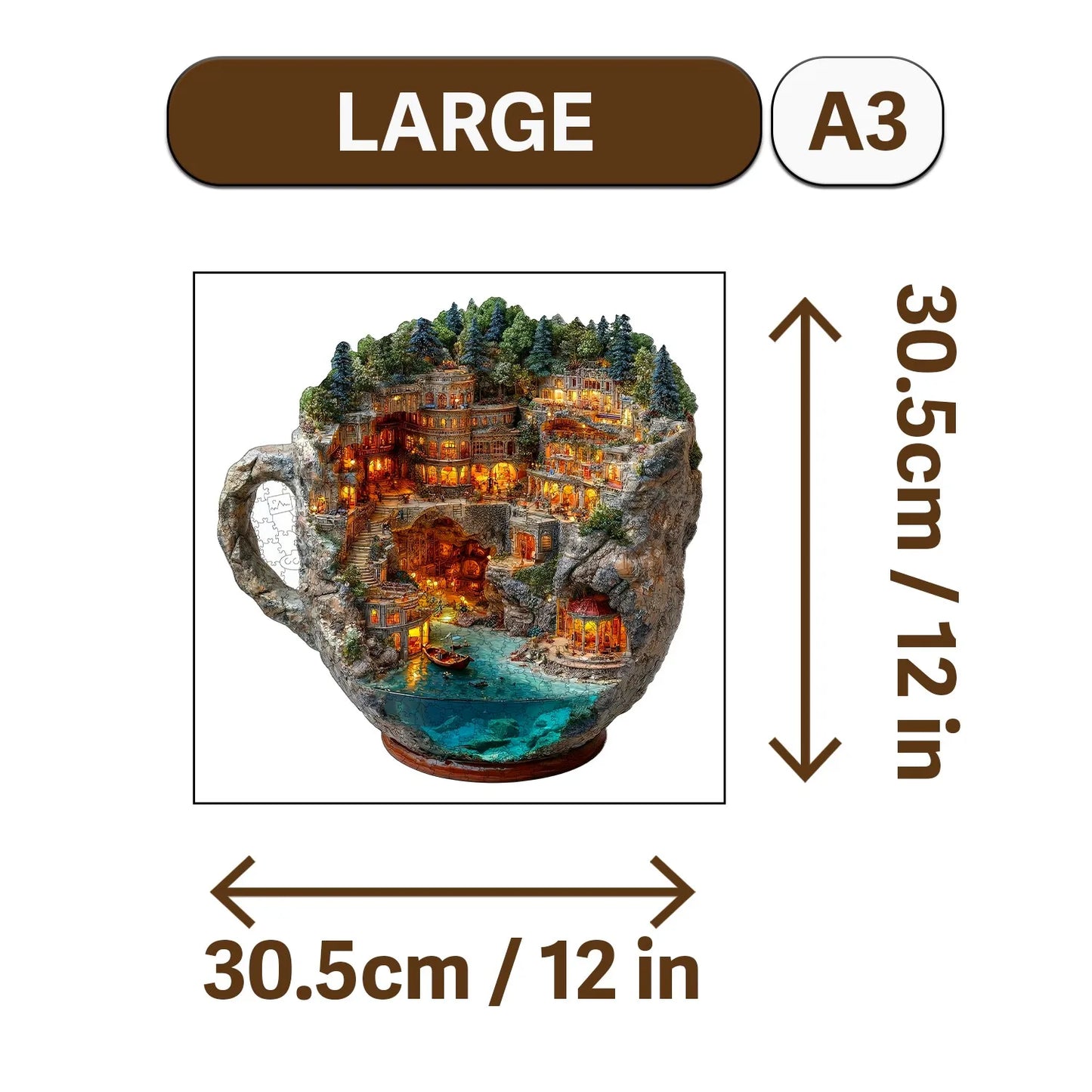 World in Cup Wooden Jigsaw Puzzle Wood Home Decor Painting Christmas and Halloween Gift Toy for Teen and Kid