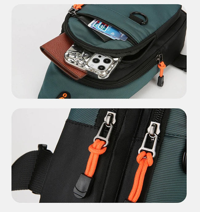 Men's Chest Casual Messenger Bag, Multifunctional Crossbody Shoulder Sling Bag