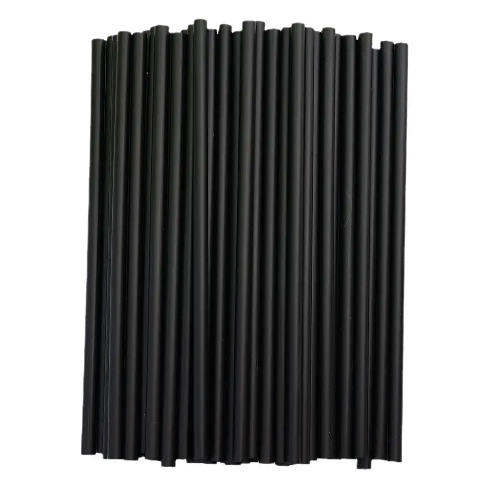 100Pcs Black Drinking Straws 7mm*255mm Plastic Straws Bar Cocktail Kitchen Wedding Party Beverage Straws Accessories