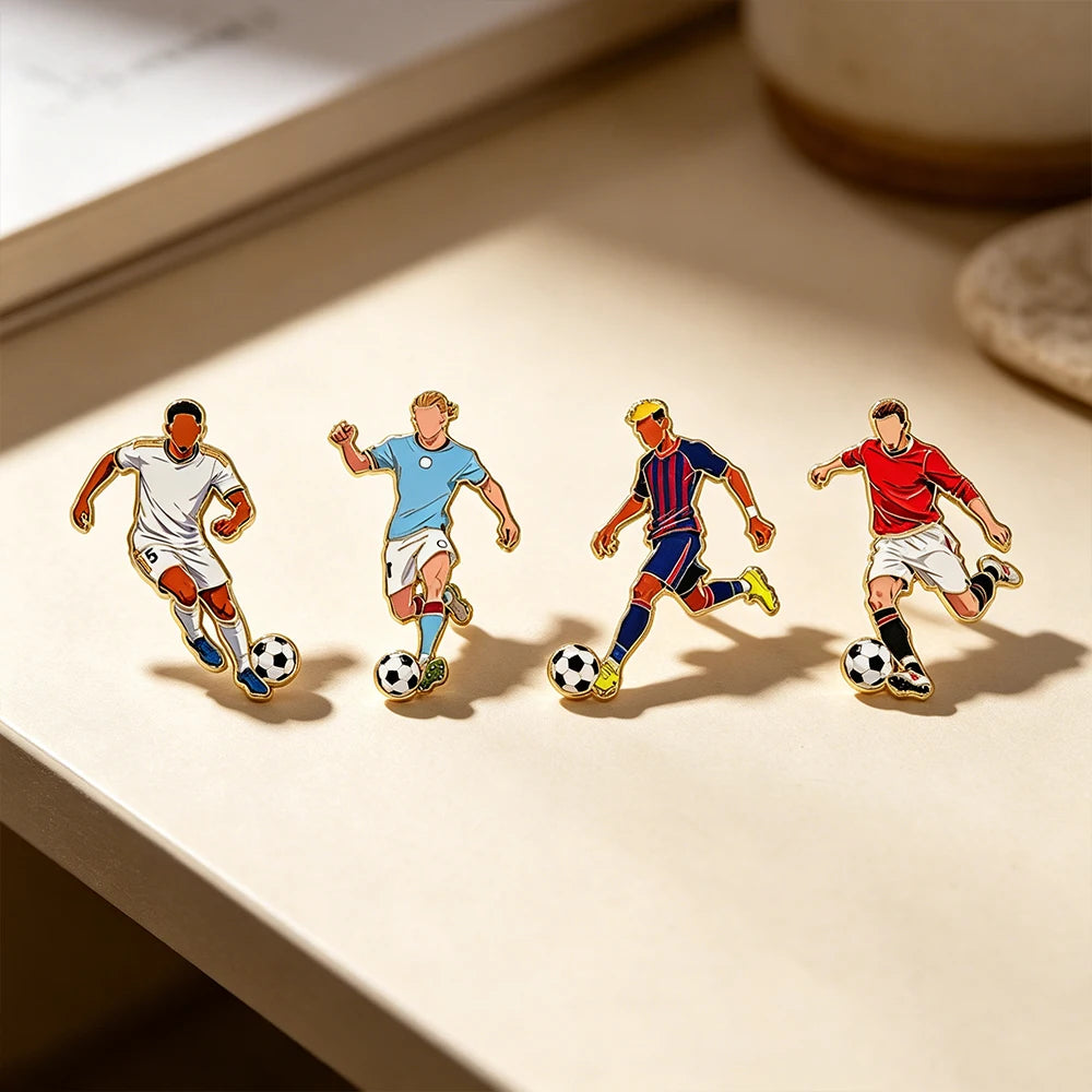 4/8 PCS 7th Football Player Enamel Brooch Goalkeeper Creative Design Sport Metal Badge Clothe Punk Lapel Pin Jewelry Friend Gift