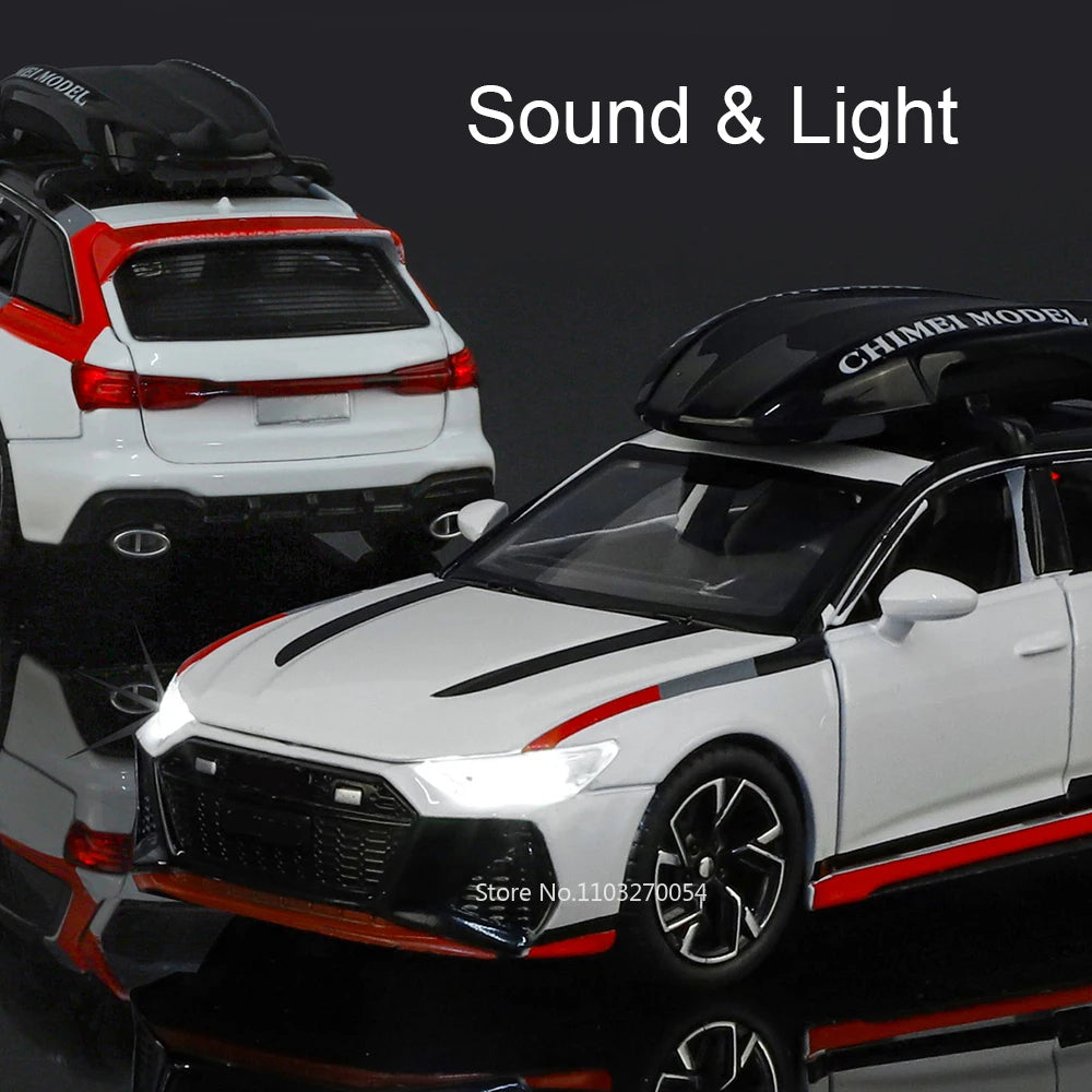 1:32 RS6 Santana Wagon Models Toys Diecast Alloy Car Doors Opened Sound Light Pull Back Miniature Vehices for Kids Festival Gift