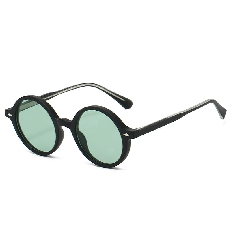 JNPCXI New Retro Round Women Sunglasses Fashion Green Candy Color Shades UV400 Men Trending Rivets Punk Sun Glasses