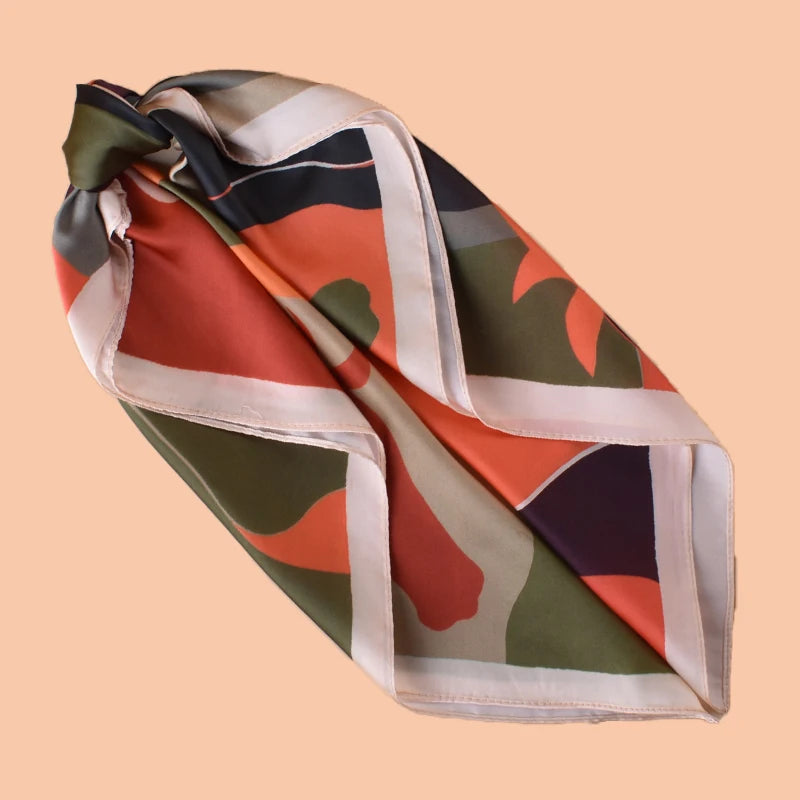 1pc Women's Camouflage Horse Head Print Thin Satin Silk-Like Square Scarf Bohemian Casual Neck Scarf Shawl Lightweight