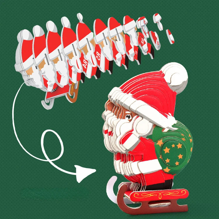 3D Merry Christmas Puzzle Children's Paper Christmas DIY Advanced Puzzle Enlightenment Kindergarten Toy Educational Toys