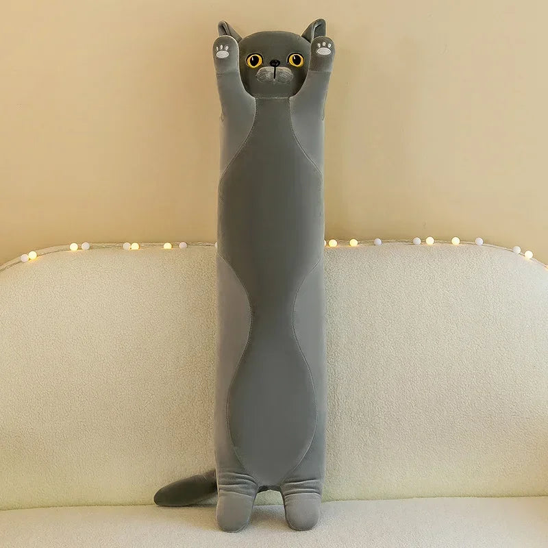 50~110cm Squishy Cat Long Doll Plush Toy Stuffed Cartoon Animal Kitten Baby Sleeping Hug Pillow Comforting Birthday Gift For Kid