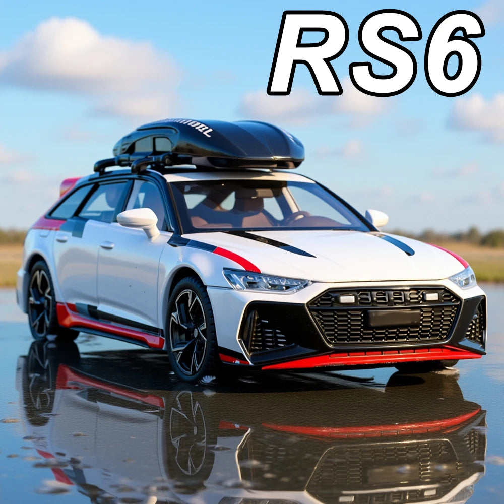 1:32 RS6 Santana Wagon Models Toys Diecast Alloy Car Doors Opened Sound Light Pull Back Miniature Vehices for Kids Festival Gift