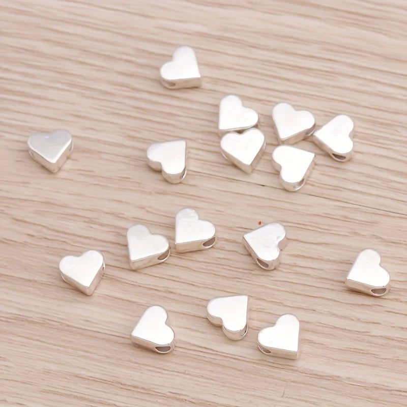 30Pcs Small Silver Gold Color Heart Beads for Jewelry Making DIY Handmade Necklace Bracelet Accessories