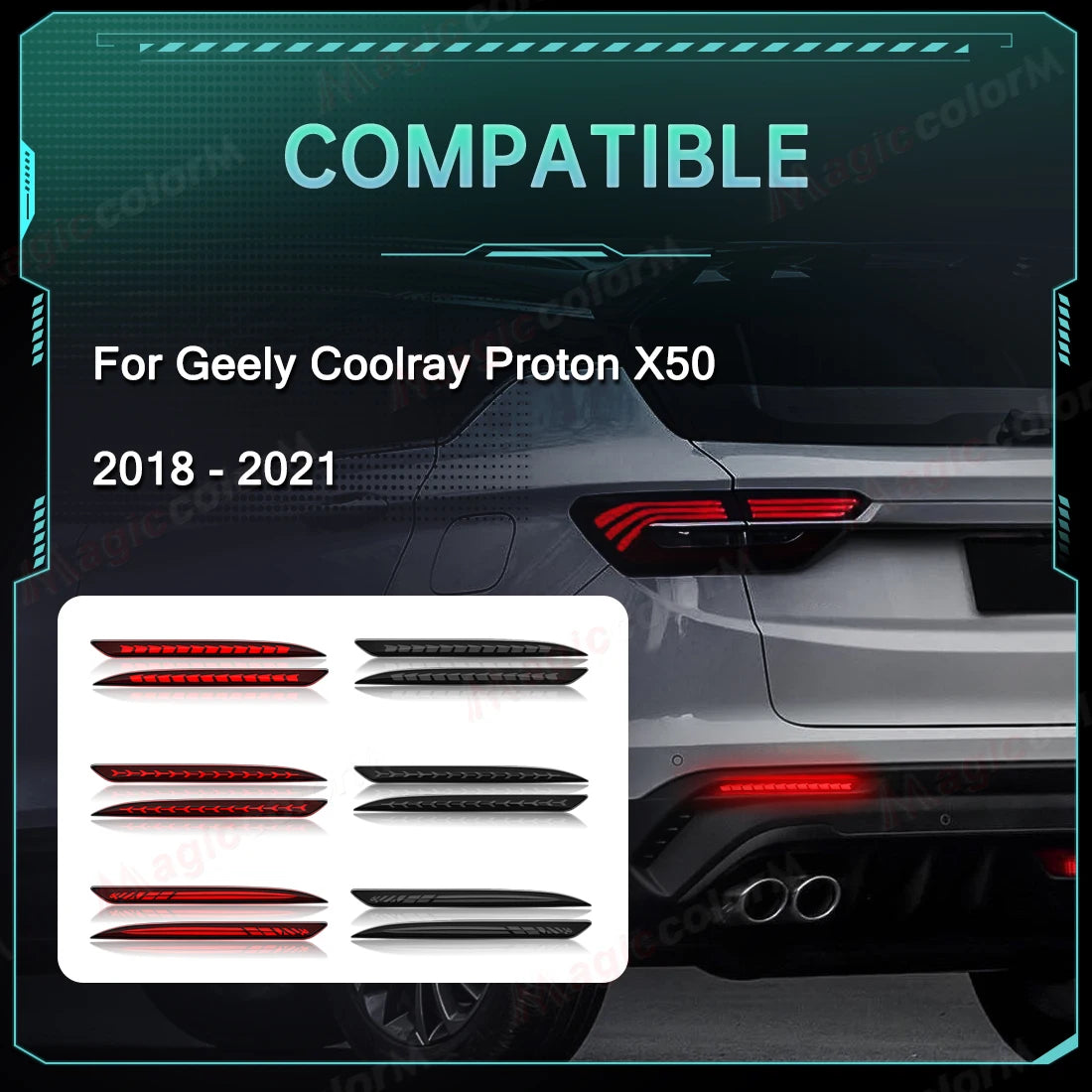 For Geely Coolray Proton X50 2018 2019 2020 2021 Car Rear Bumper Reflector Lights Rear Driving Dynamic Turn Signal Brake Lamps