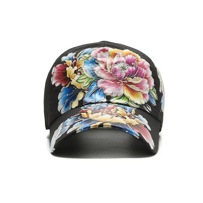 Summer Quick Dry Baseball Cap, Unisex Flower Sun Hats, Style Floral Sun Hats