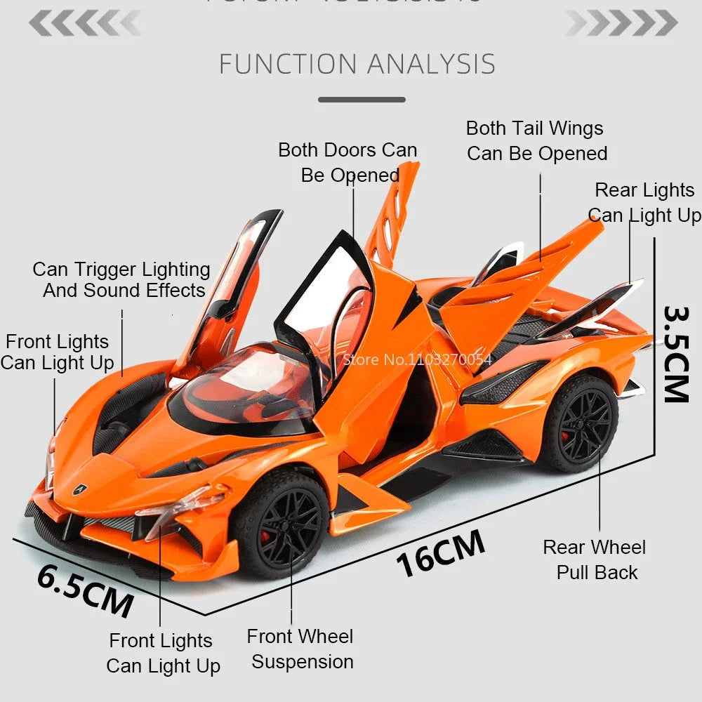 1/32 Apollo EVO Alloy Sports Car Model Metal Diecasts Simulated Interior Design Door Can Opend Vehicles Models Kids Gifts Series