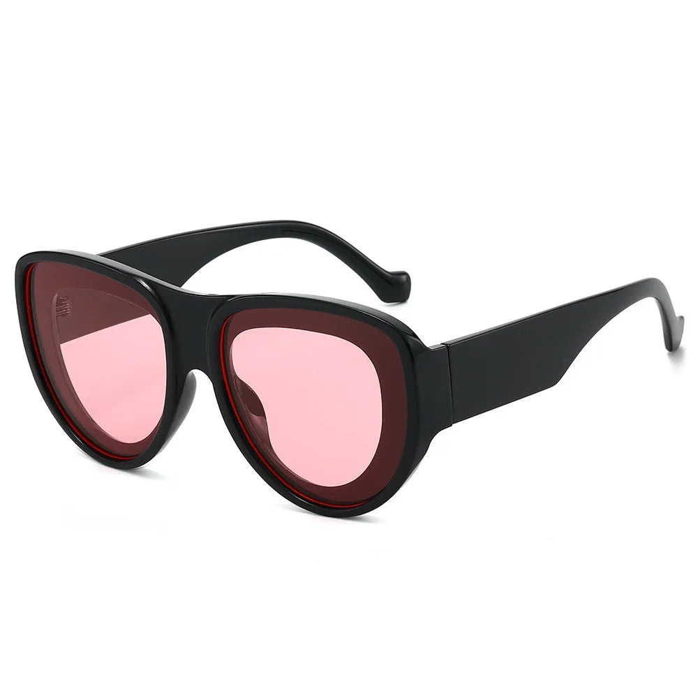 JNPCXI New Oversized Pilot Sunglasses Women Retro Gradient Mirror Shades UV400 Fashion Men Trending Punk Blue Pink Sun Glasses