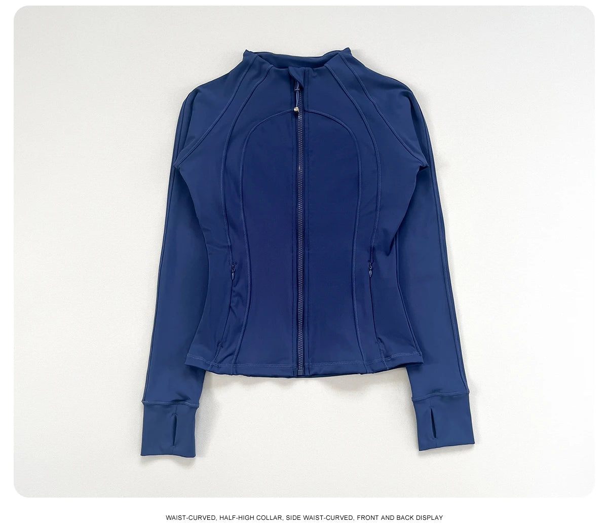 Autumn/Winter Sports Yoga Wear Full-Zip Running Jacket Lightweight Athletic Slim-Fit with Thumb Holes