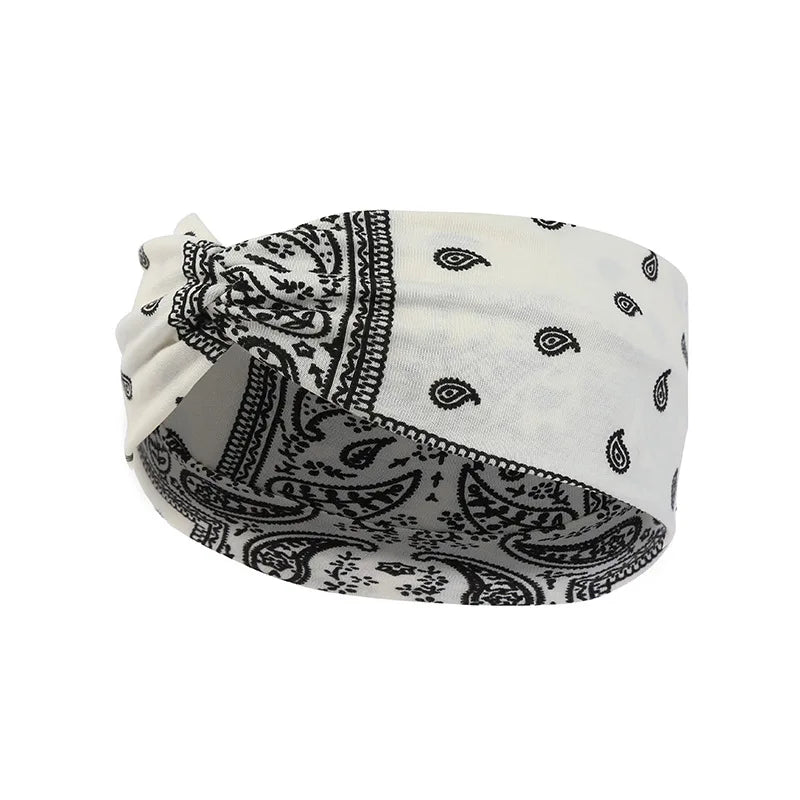 Paisley Cashew flowers hair band Pilates Elastic Yoga Headband fitness Running Cycling Sweatband Turban Makeup Hair Hoop Makeup