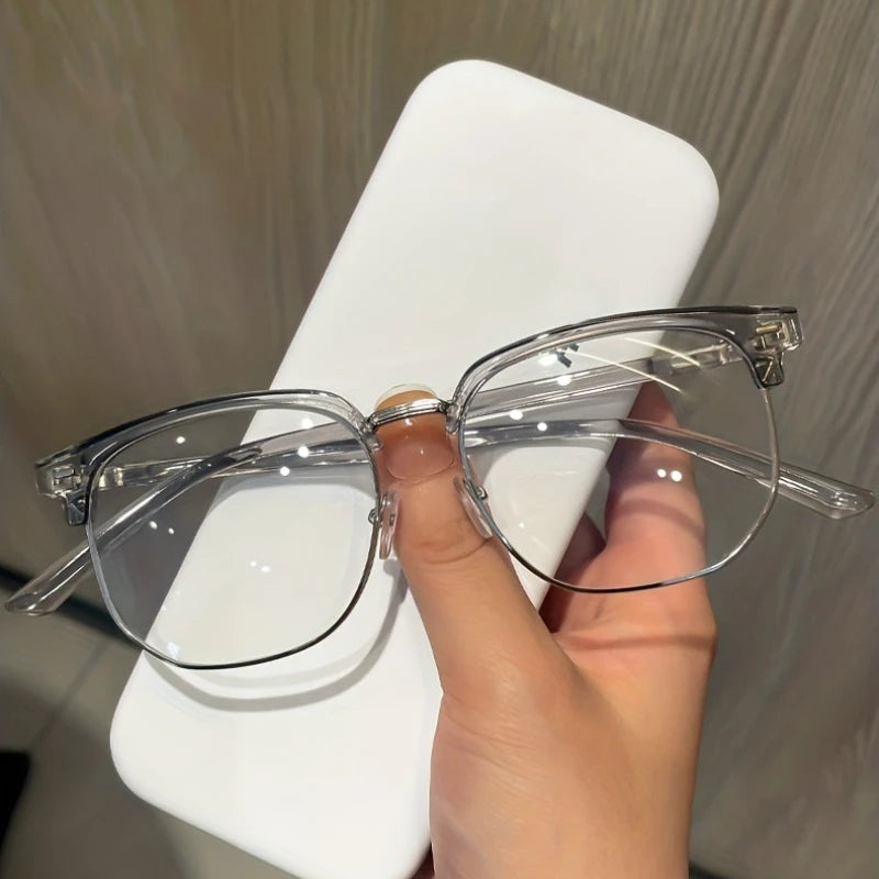 Retro Half Gold Frame Anti Blue Light Glasses - Unisex Classic Simple Design Fashion Accessories Elegant Frame