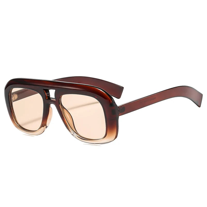 JNPCXI New Retro Double Bridges Square Sunglasses Women Fashion Red Gradient Shades UV400 Men Trending Sun Glasses