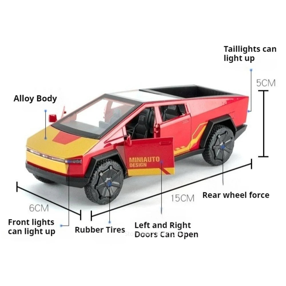 1: 32 Pickup Truck Alloy Diecast Police Car Model Toys Doors Opened Sound Light Pull Back Miniature Vehices Decorative Ornaments