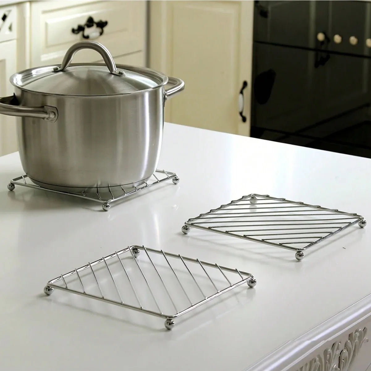1pc Stainless Steel Pot Holder and Steamer Rack - Thickened Heat-Resistant Kitchen Mat Perfect for Cooking and Serving