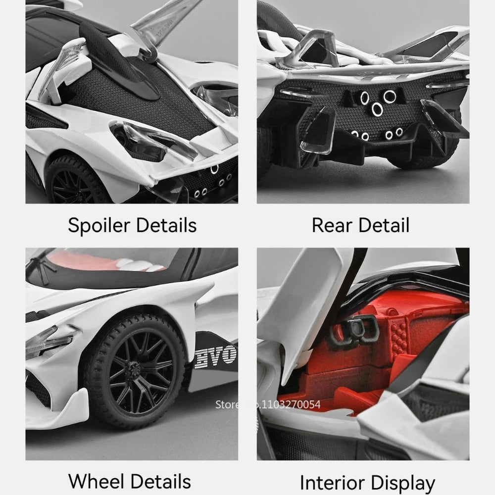 1:32 Apollo EVO IE Model Toys Diecast Alloy Car Sound Light Rear Wheel Return Force Doors Opened Miniature Supercar Fashion Gift