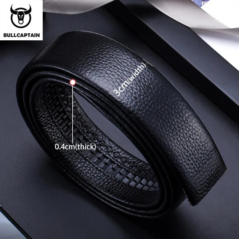 BULLCAPTAIN Genuine Leather Belt For Men High Quality Black Buckle Jeans Belt Cowskin Business BeltCasual Cowboy Waistband