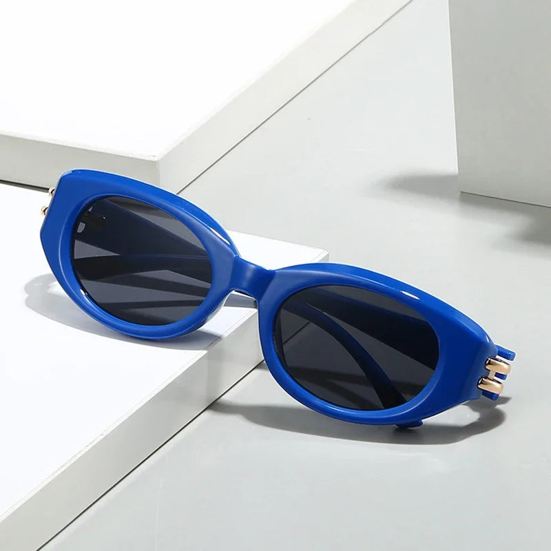 JNPCXI New Fashion Cat Eye Women Sunglasses Shades UV400 Retro Small Oval Black Men Outdoor Sun Glasses