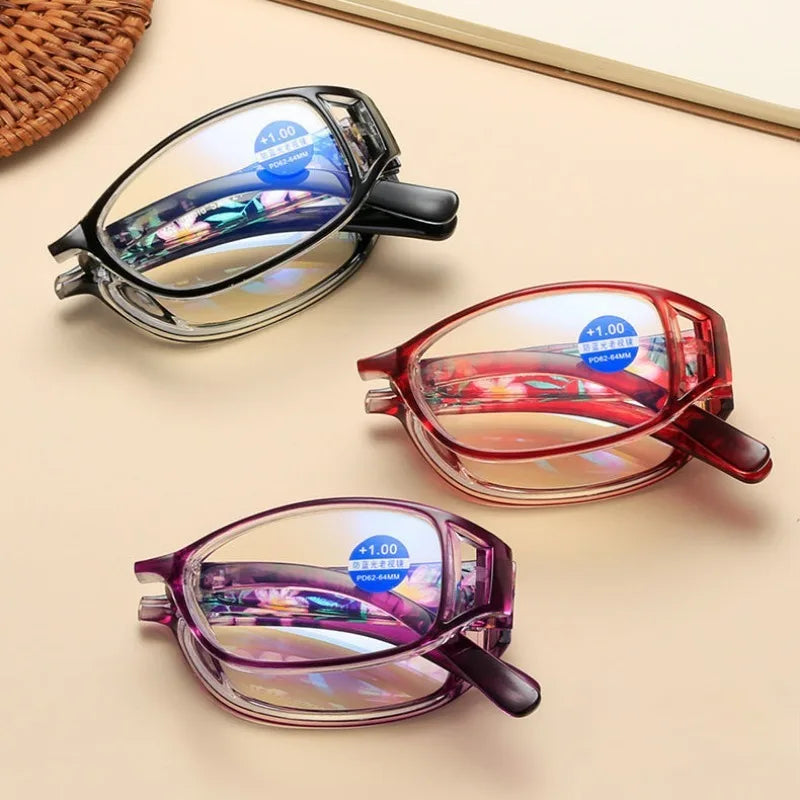 3PCS Foldable Reading Glasses for Women Anti-Blue Light Eyeglasses Men Portable Magnifier Eyewear +100 ~ +400