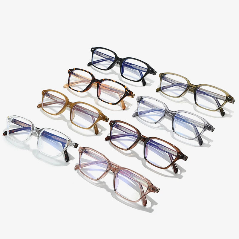 JNPCXI Quality TR90 Glasses Frame Stainless Steel Core Optical Eyeglasses With Anti Blue LIght Rectangle Acetate Leg