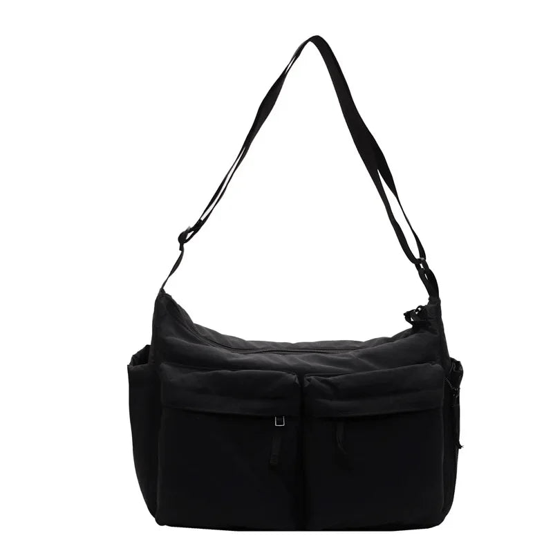 Casual Work Style Waterproof Nylon Crossbody Shoulder Bag with Large Capacity