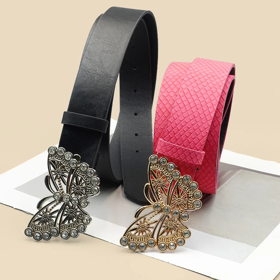 New Retro Metal Hollow Out Fashionable Butterfly Decoration Belt, Versatile Belt for Spicy Girls, Classic Decoration Belt