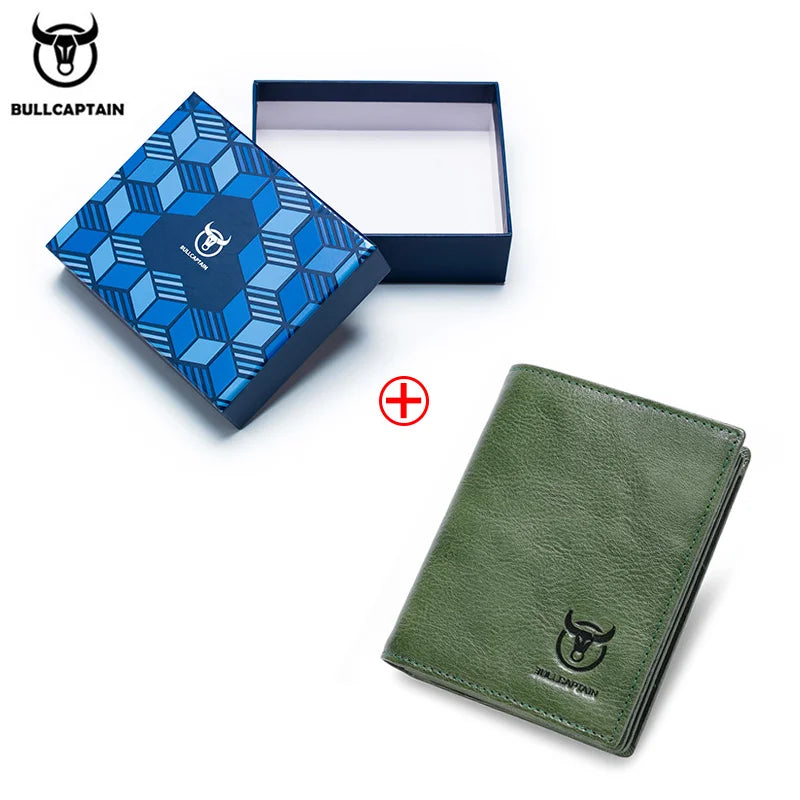 BULLCAPTAIN New 100% Leather Men's Wallet High Quality Product Leather Men's Wallet Multifunctional Card Slot Short Wallet QB017