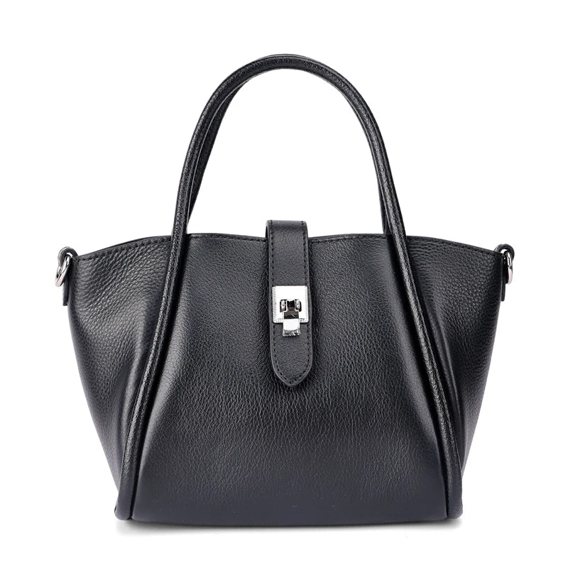 Genuine Leather Mini Tote Bag for Women Fashion Cowhide Shoulder Bag Patchwork Commute Handbag Luxury Designer Crossbody Bag