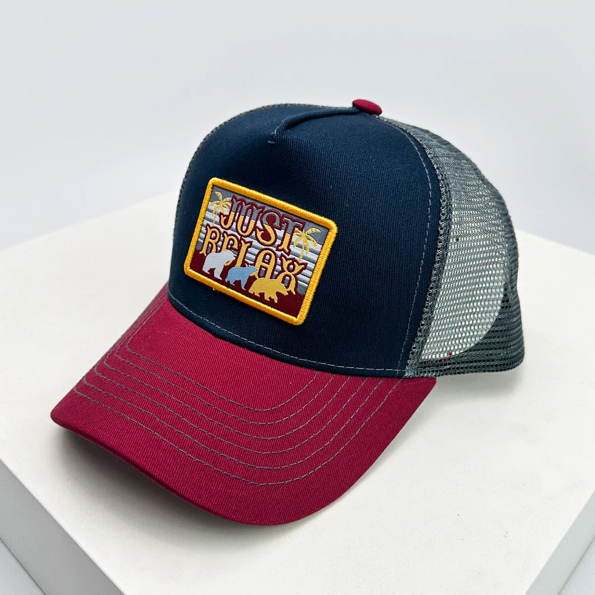 New Unisex PATCH Letter Embroidery Baseball Hats Sunshade Hip Hop Breathable Color Block Trucker Caps Fashion Mesh Versatile ins