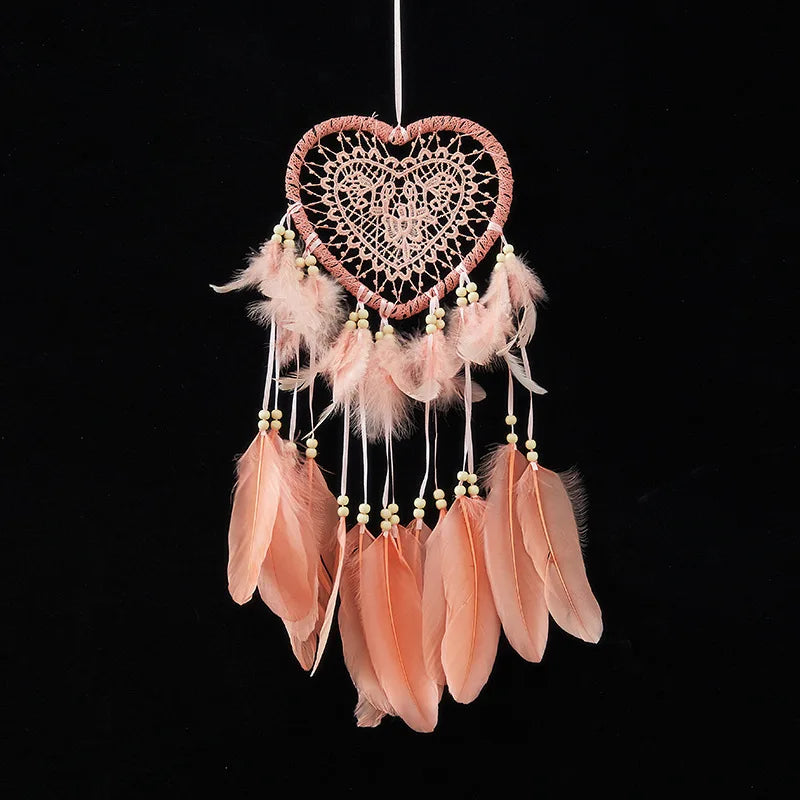 Valentine Bohemian Dream Catcher Handcrafted Wall Hanging Feather Wind Chime Pendant Perfect Gift for Spiritual & Boho Lovers