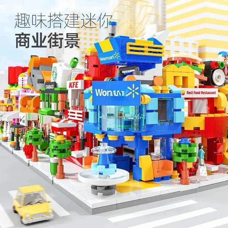 Architecture Street View House Building Blocks DIY Mini City Store Model Toys