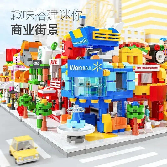 Architecture Street View House Building Blocks DIY Mini City Store Model Toys
