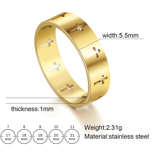 Gothic Cross Couple Ring Stainless Steel Gold Color Jesus Christ Cross Ring  A1