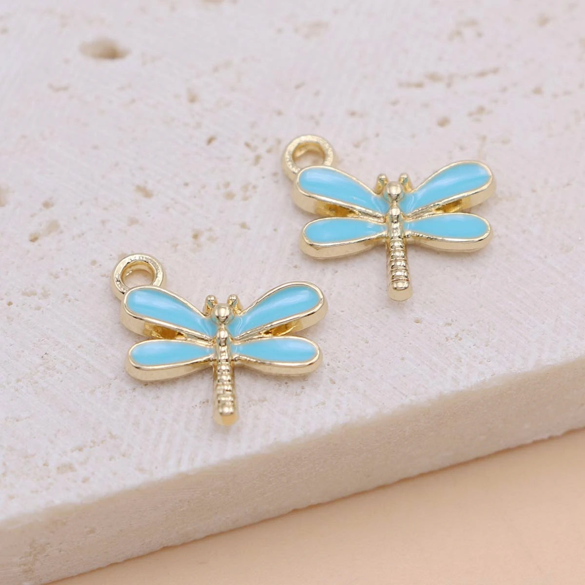10Pcs Gold Plated Enamel Dragonfly Charms Pendant for Jewelry Making Earrings Bracelet Necklace Accessories DIY Craft Findings