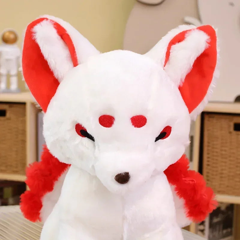 38cm Simulation Fat White Nine-Tailed Fox Plush Toy Stuffed Fox Animal High Quality Gumiho Birthday Gift Toy Home Decor Toy