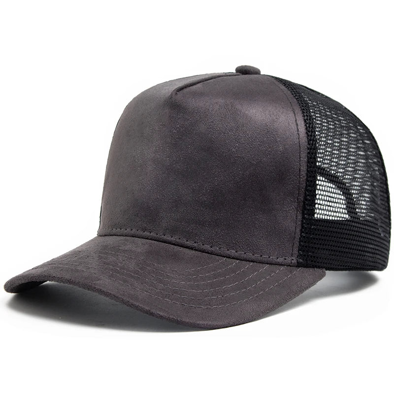 New Summer Suede Trucker Hat Men Mesh Baseball Cap For Visor Sun Fashion Casual Women Snapback Hip Hop Caps Unisex Adjustable
