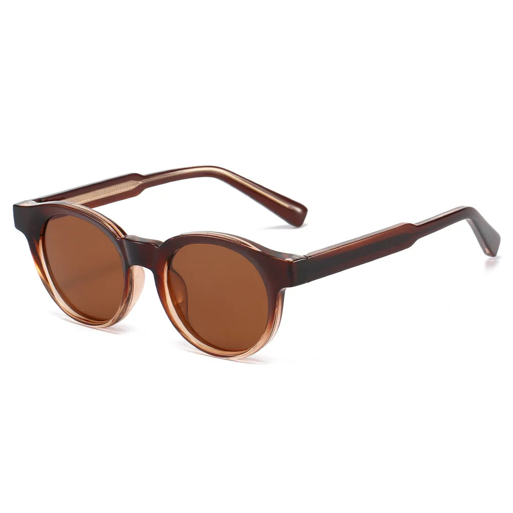 JNPCXI New Round TR90 Contrast Color Women Sunglasses Retro Rivets Punk Men Sun Glasses Gray Shades UV400