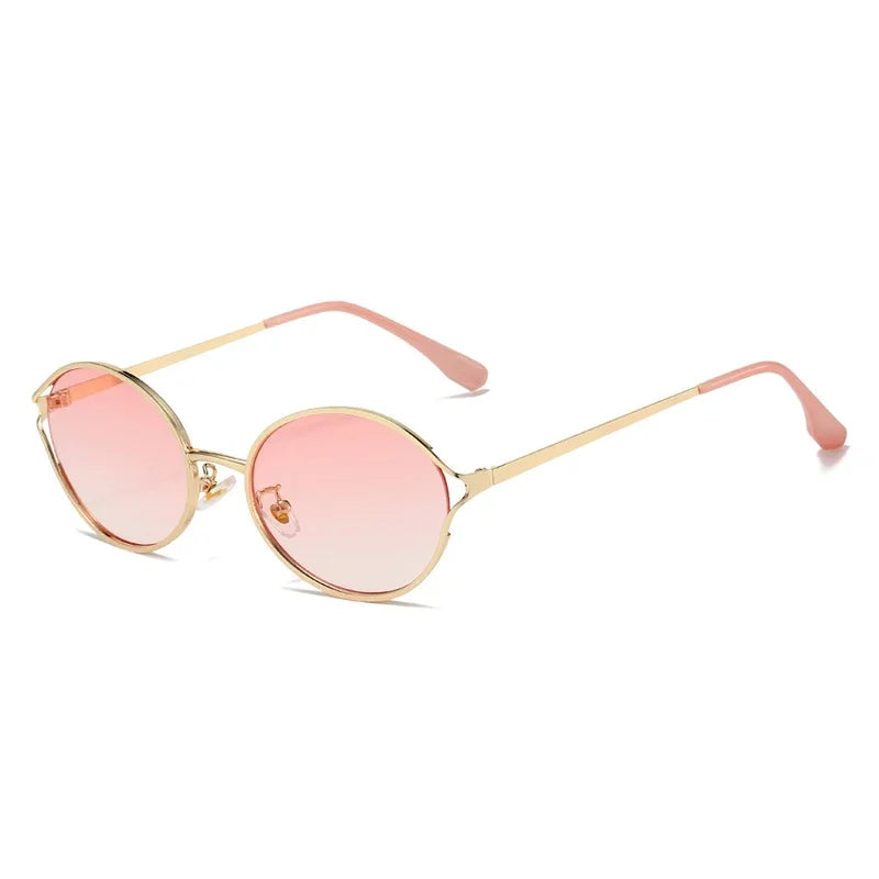 JNPCXI New Retro Round Metal Men Sunglasses Fashion Clear Gradient Punk Women Sun Glasses Shades UV400