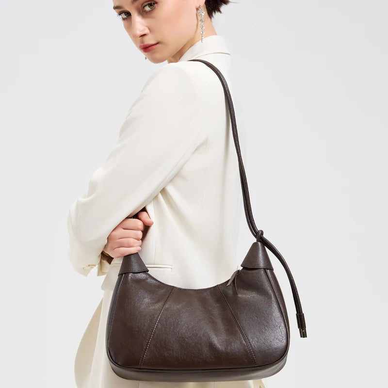 2026 Spring New Women's Luxury Designer Genuine Soft Leather Tote Underarm Bags Female Retro And Simple Shoulder Crossbody Bag