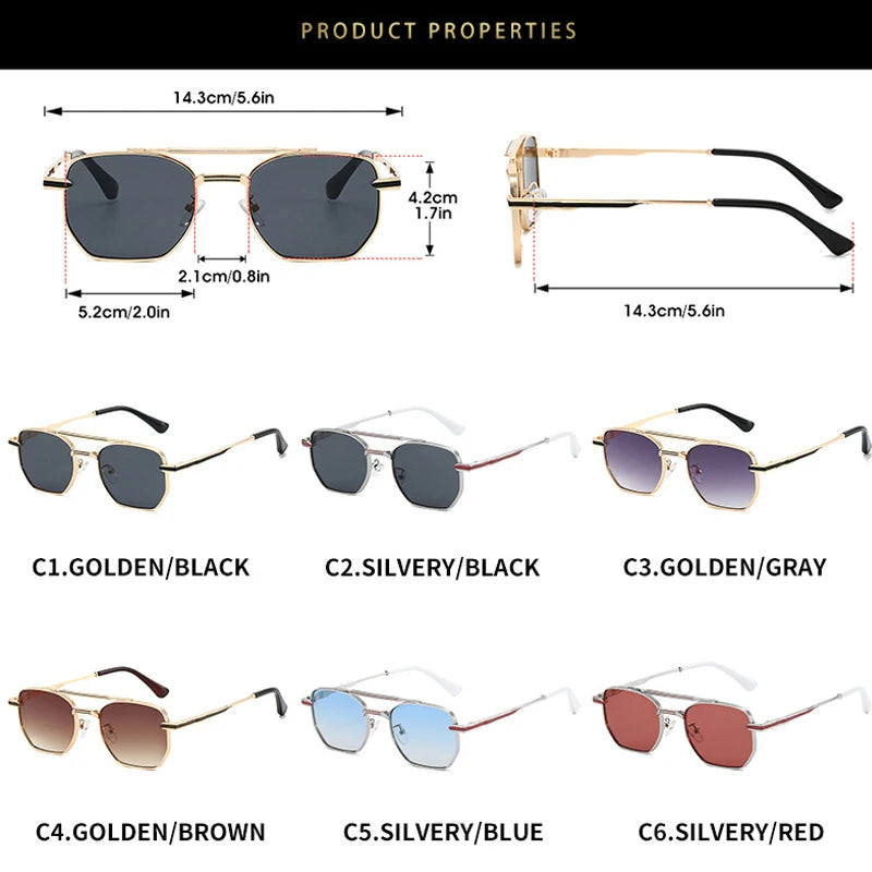 JNPCXI Fashion Pilot Double Bridges Men Sunglasses Silver Blue Gradient Shades UV400 WomenTrending Sun Glasses